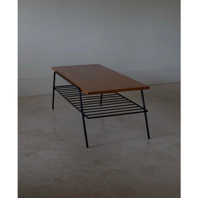 1955 Carlo Hauner Coffee Table for Forma, Brazil. Table features a Jatoba wood top with a cast iron lower shelf for...