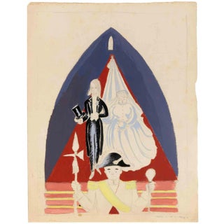 Maurice Van Moppes, The Show, Tempera & Watercolor, 1970s For Sale