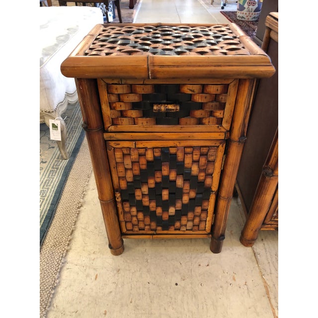 Vintage Rattan Cabinet Night Stand For Sale - Image 4 of 8