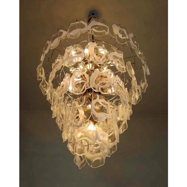Murano Italian Murano Chandelier Lamp Vistosi – 50 Clean and White Lattimio Glasses For Sale - Image 4 of 10
