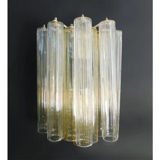 1960s 1960s Clear and Yellow Murano Tubes Sconce For Sale - Image 5 of 8