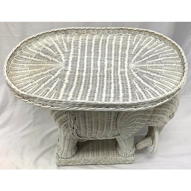 Vintage Wicker Elephant Side Table With Detachable Tray Chairish