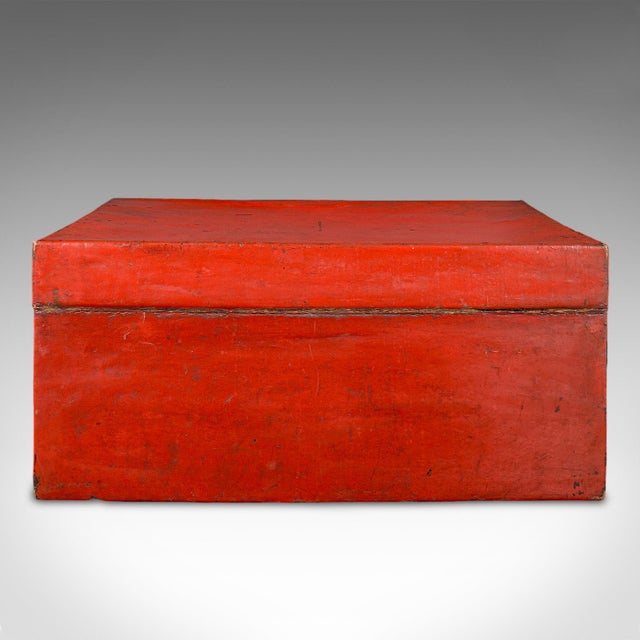1940s Vintage Decorative Trunk, Oriental, Leather, Travel Case, Storage Case, Art Deco For Sale - Image 5 of 12