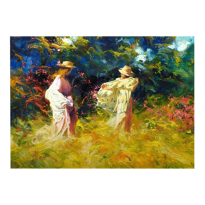 Robert Hagan "Beautiful Places"Original Oil on Canvas Girls on Field Hand Signed