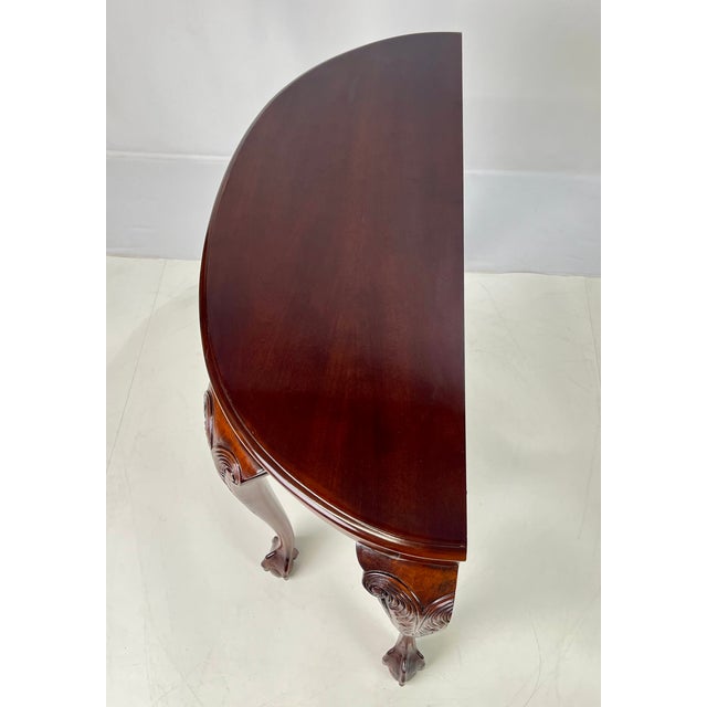 Late 20th Century Chippendale Style Carved Cherry Demilune Console Table For Sale - Image 11 of 16