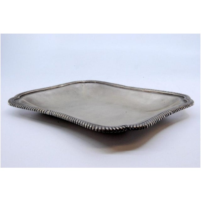Rectangular Silver Tray with Silver-Cut Corners and Rim with Raised Friezes For Sale - Image 4 of 9