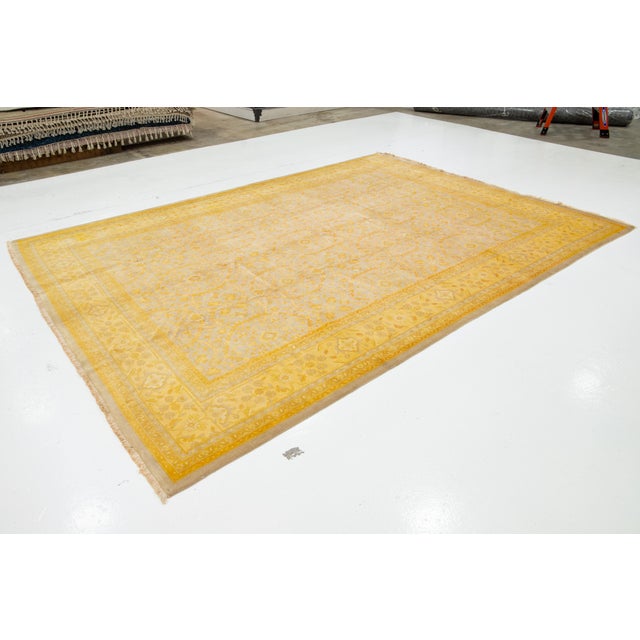 Handmade in Gray and Yellow Persian Tabriz Wool Rug With Floral Pattern For Sale - Image 4 of 10