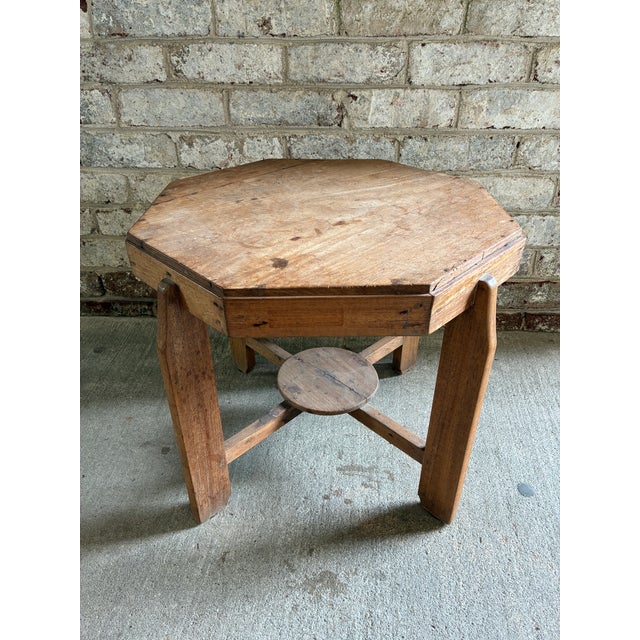 1960s Octagon Shaped Wooden Side Table, Belgium For Sale - Image 12 of 16