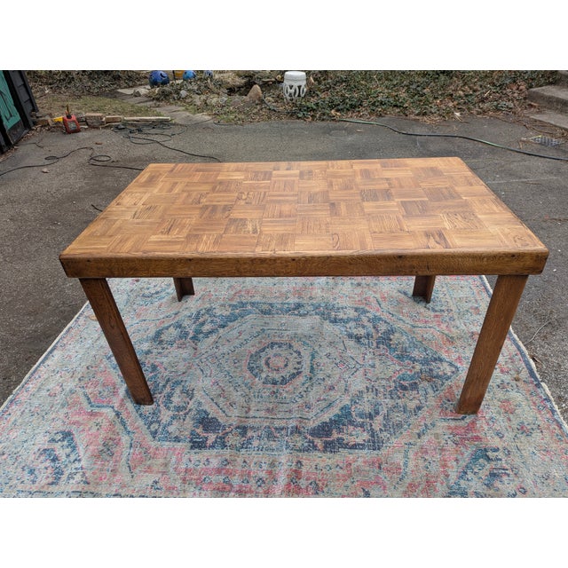 Mid-Century Modern 1960's Oak Paquet Dining Table For Sale - Image 3 of 7
