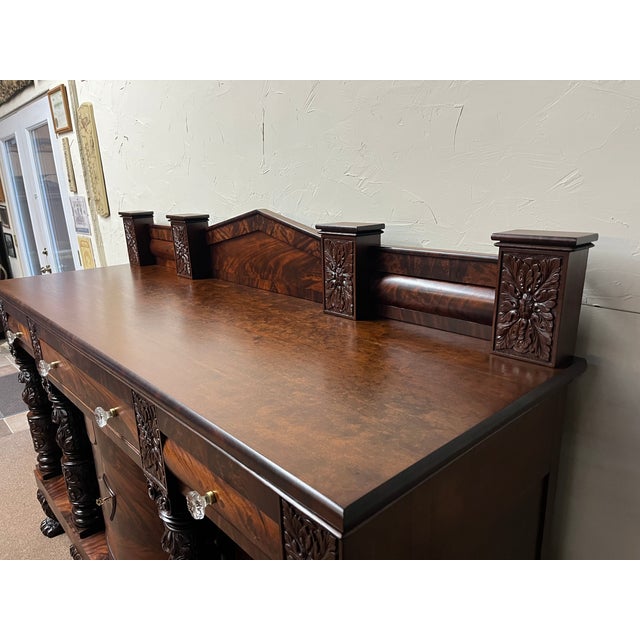 Early 19th Century 1830s Antique American Empire Mahogany Sideboard Buffet For Sale - Image 5 of 12