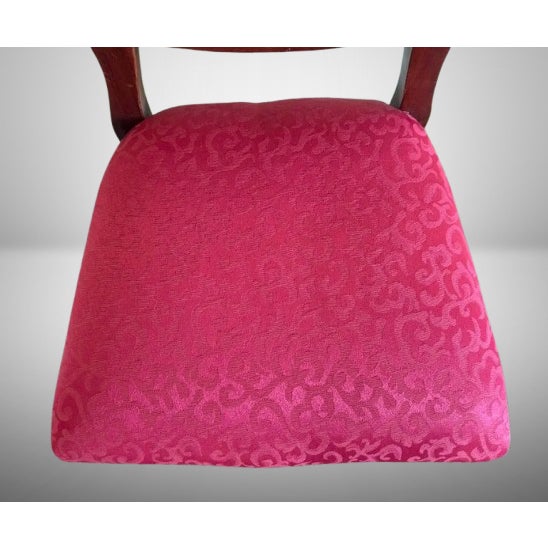 Set of 4 Mid-19th Century Uk Victorian Open Balloon Back Chairs – Ruby Damask For Sale - Image 4 of 6