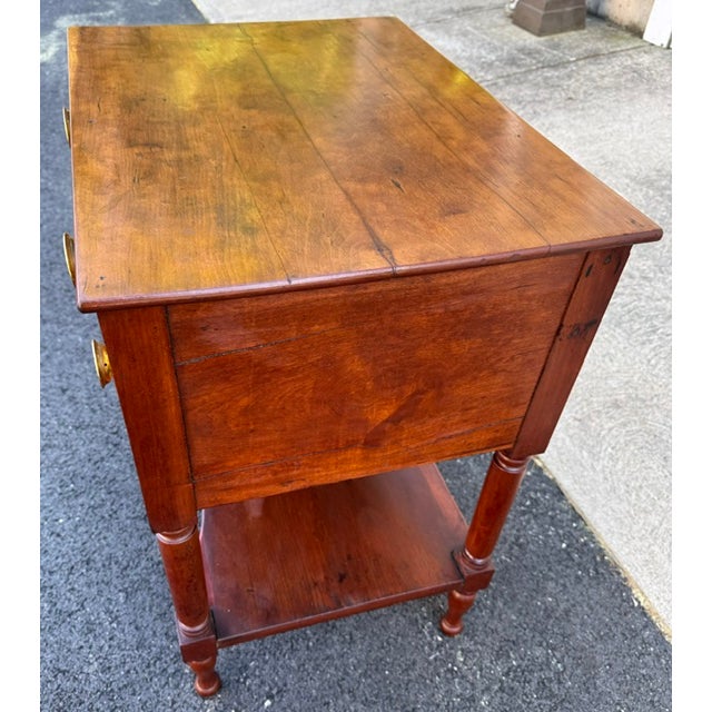 Antique American Early 19th Century Cherry 2 Drawer Work Table For Sale - Image 4 of 7