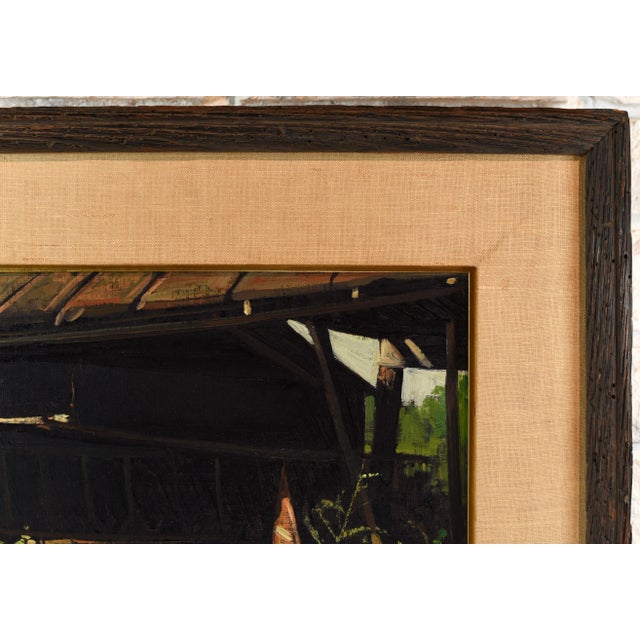 Mid 20th Century Oil Canvas Landscape Barn Painting Signed For Sale In Tampa - Image 6 of 12