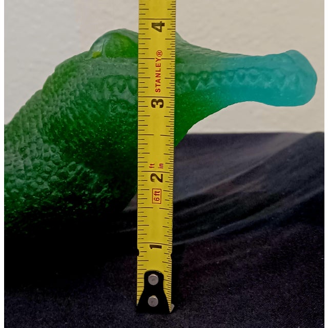 Rare Retired HTF Daum France Large Crystal Green Alligator Figurine Pate-De-Verre 20" For Sale - Image 10 of 12