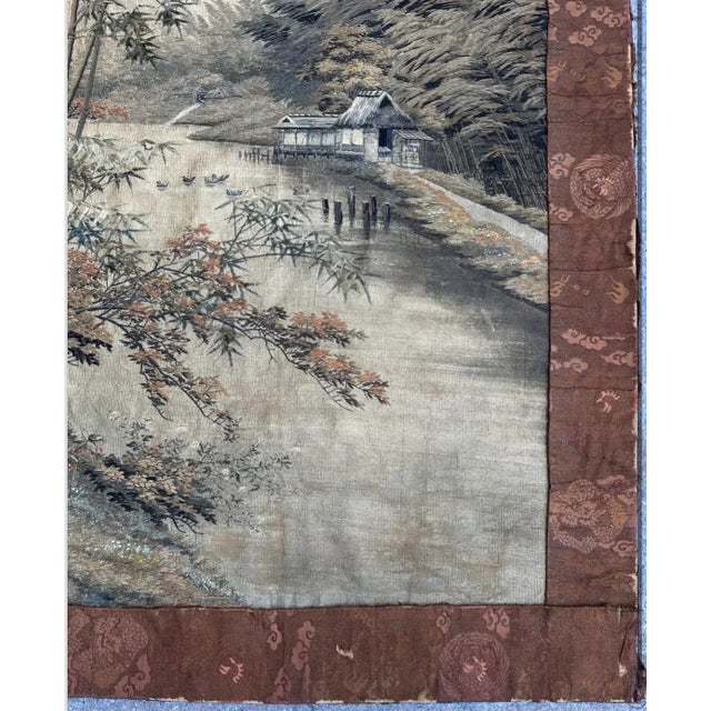 Textile Antique Japanese Silk & Cotton Tapestry 18th Century Wall Hanging For Sale - Image 7 of 12