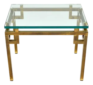 Vintage French Brass and Glass Side Table, 1960s