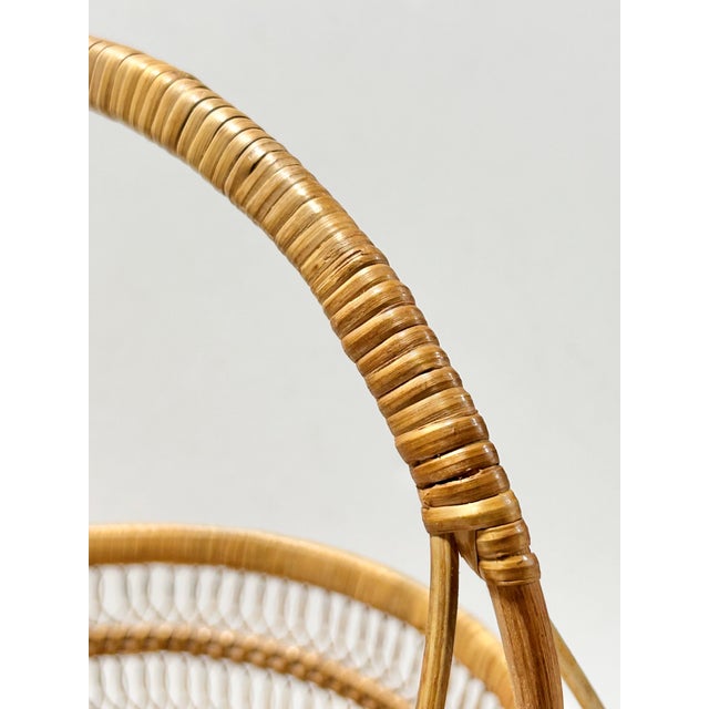 Wood Vintage Wicker Easter Gathering Basket - Bentwood Openwork French Country Cottage Basket For Sale - Image 7 of 11