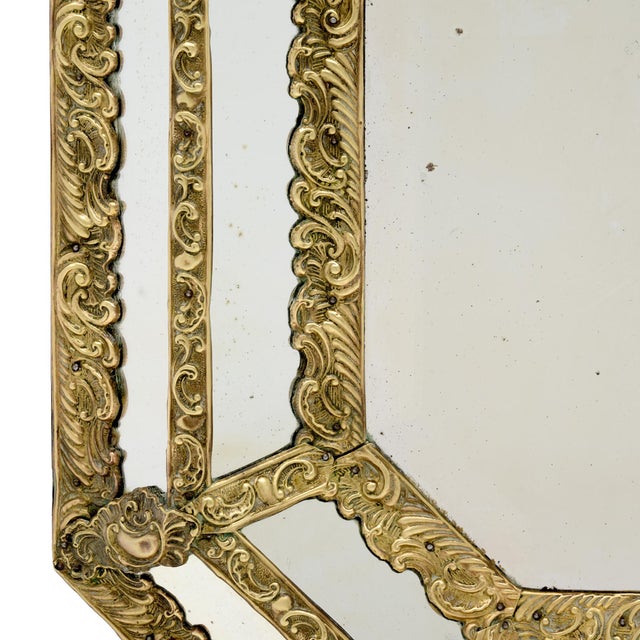 French Napoleon III Gilt Brass Repoussé Cushion Mirror, 19th Century For Sale - Image 9 of 9