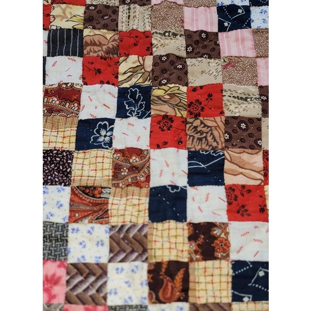 19th Century 19Thc Postage Stamp Quilt / Trip Around the World For Sale - Image 5 of 7
