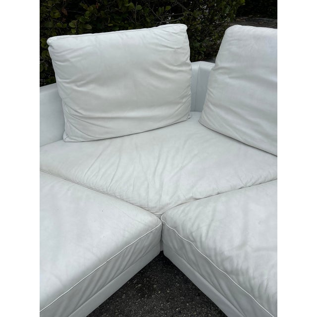 Glass Rolf Benz Leather Sectional Sofa and Ottoman With Glass Attached Side Table For Sale - Image 7 of 16