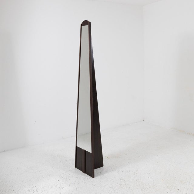 Brown Wooden Floor Mirror, 1970s For Sale - Image 8 of 11