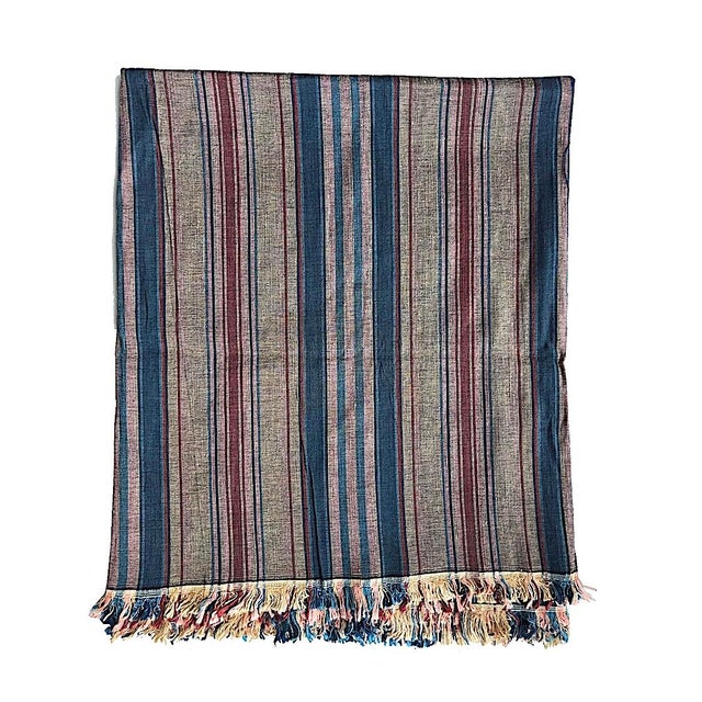 Brunschwig & Fils 4 Ply Thai Silk Fabric in Steel Gray With Plum, Amethyst and Navy Blue Stripe, 2.67 Yards For Sale - Image 4 of 8