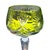 Exquisite Bohemian Bohemian Lime Green Cut to Clear Wine Glass With Fans Floral Design For Sale - Image 4 of 11