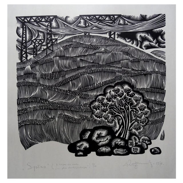 Dainis Rozkalns, Force, 1970, Linocut For Sale
