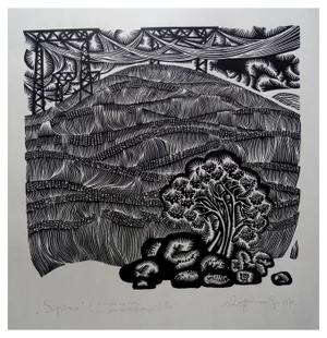 Dainis Rozkalns, Force, 1970, Linocut