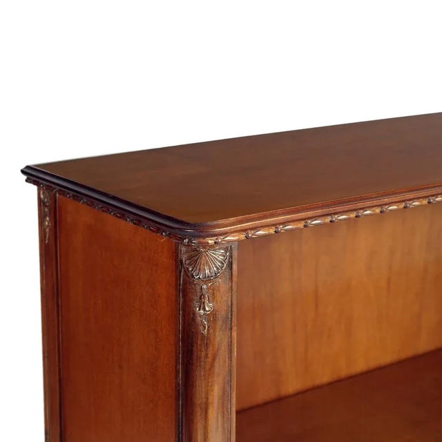 1930s Open Bookcase in Neoclassical Carved Mahogany attributed to Bassanos Ebanistery, 1930s For Sale - Image 5 of 7