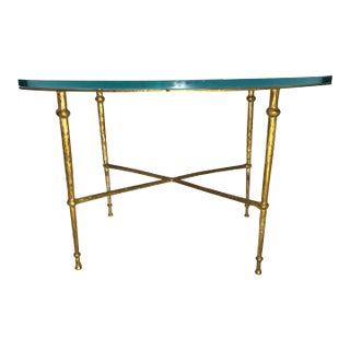 Oval Gilt Coffee Table in the Style of Giacometti For Sale