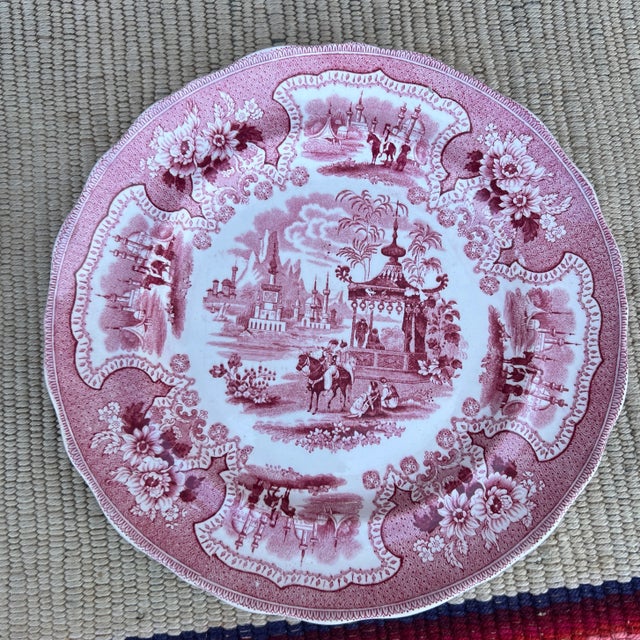 A Pair of Antique Staffordshire "Palestine" Pink Transfer Decorated Plates, 1830’s For Sale - Image 12 of 12
