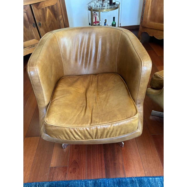 Flamant Swivel Chairs in Cognac Leather, 1970s, Set of 2 For Sale - Image 4 of 9
