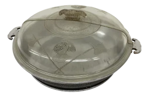 Antique Glass Covered Frying Pan