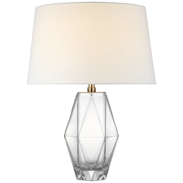 Palacios Medium Table Lamp in Clear Glass with Linen Shade Designer: Chapman & Myers Height: 20.75" Shade Detail: SH13.25"...