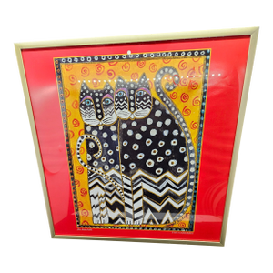 Laurel Burch Poster Zig Zag Cats 12x16 Wall Art