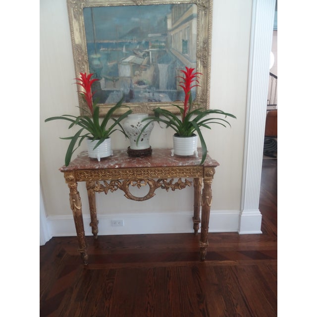 Neoclassical Late 18th Century Neoclassical Giltwood Console With Marble Top For Sale - Image 3 of 9