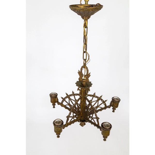 Lightolier Early 20th Century Metalwork Radial Webs Chandelier For Sale - Image 4 of 10