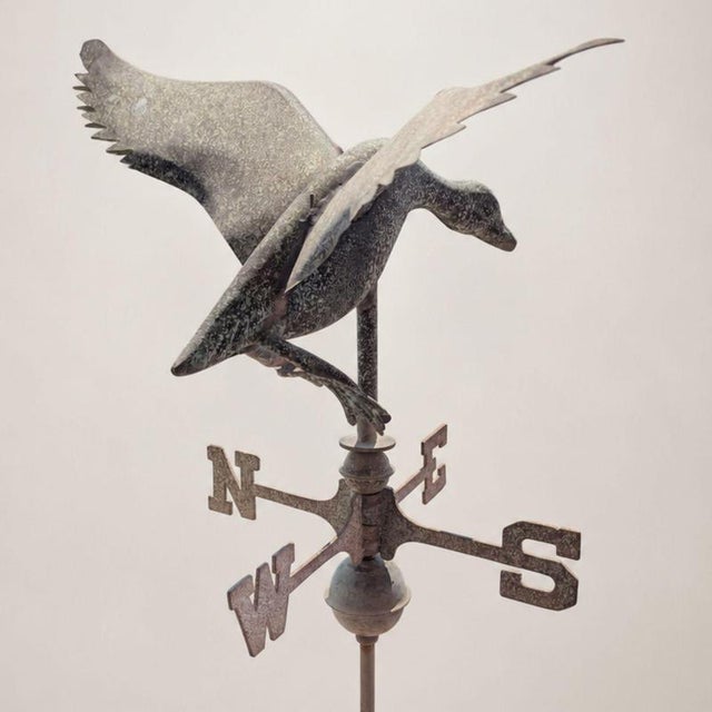 Antique Three-Dimensional Copper Weathervane with Open-Winged Duck, 1900s For Sale - Image 5 of 8