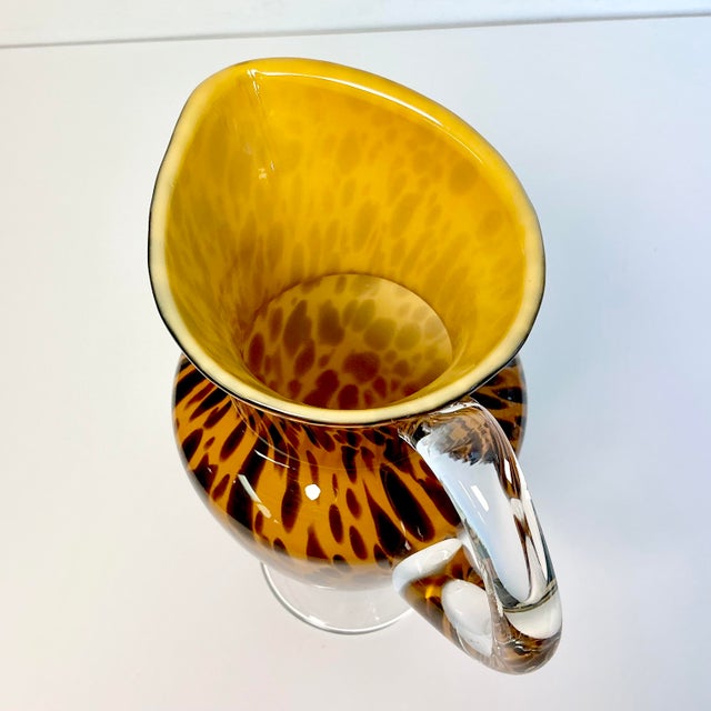 1980s 1980s Vintage Italian Boho Chic Hollywood Regency Tortoise Venetian Glass Pitcher. For Sale - Image 5 of 18