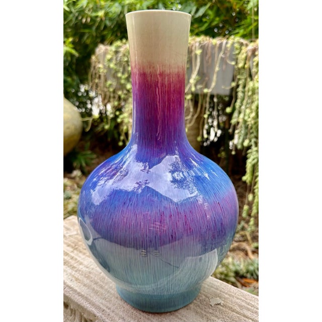 Ceramic Antique Large Chinese Marked Flambe Glaze Sang De Boeuf Porcelain Vase For Sale - Image 7 of 12