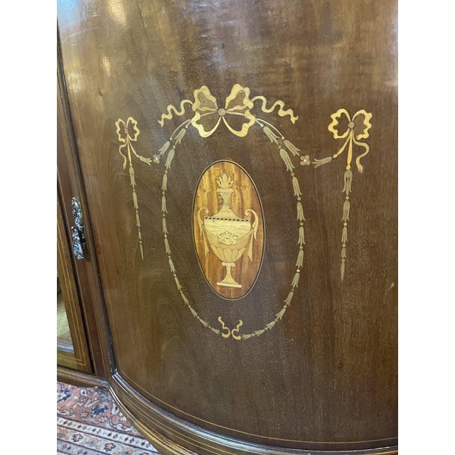 Metal Edwardian Mahgany and Satinwood Dispaly Cabinet For Sale - Image 7 of 8