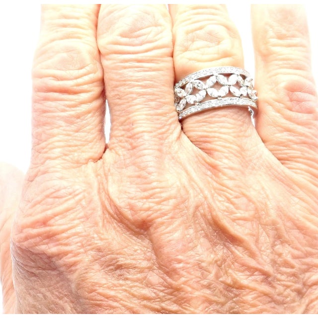 Platinum Tiffany & Co. Victoria Platinum Diamond Wide Band Ring, Size 7.25 For Sale - Image 8 of 8