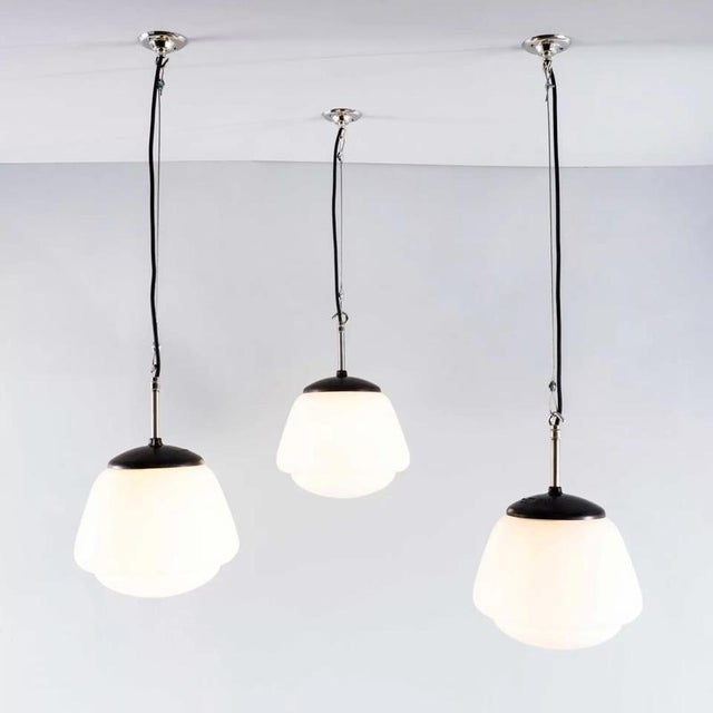 Vintage Mouth Blown Splayed Button Opaline Pendant Lamp, 1950s For Sale - Image 16 of 17