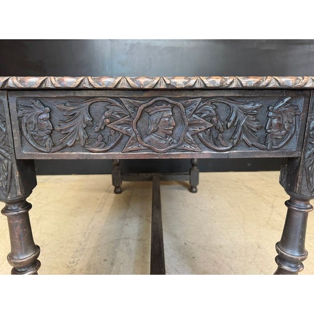Wood Antique Table in Carved Oak, 1860 For Sale - Image 7 of 14