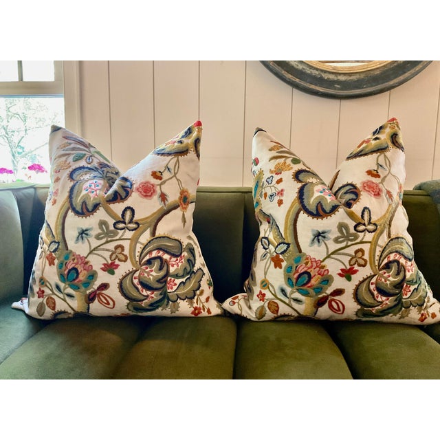 Luxury pillows inspired by 19th-century European textiles and 18th-century Indian palempores. Intricate embroidered...