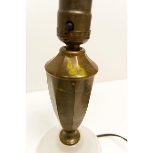 Early 20th Century Small Brass Urn Table Lamps With Opal Glass Bases a Pair For Sale - Image 5 of 7