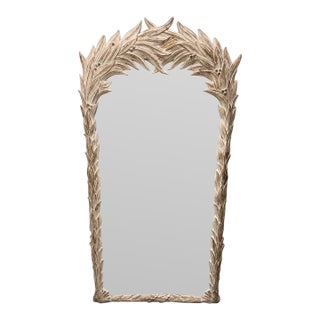 Vintage Serge Roche Style Tropical Palm Beach Full Length Arch Mirror For Sale