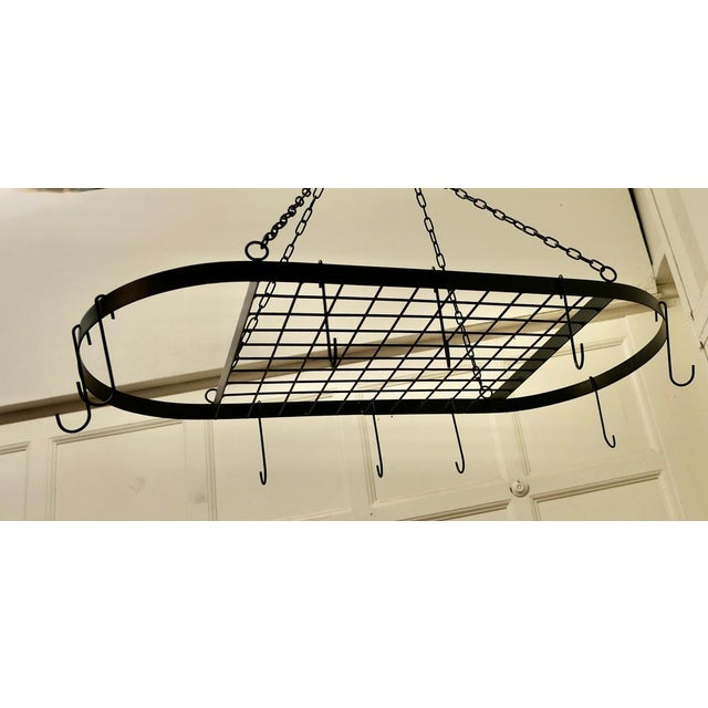 Metal Large Oval Iron Pot Hanger, 1970 For Sale - Image 7 of 8