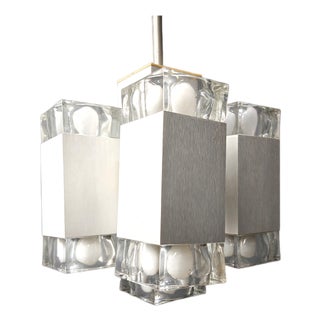 Vintage Italian Cubic Chandelier attributed to Gaetano Sciolari, 1970s For Sale